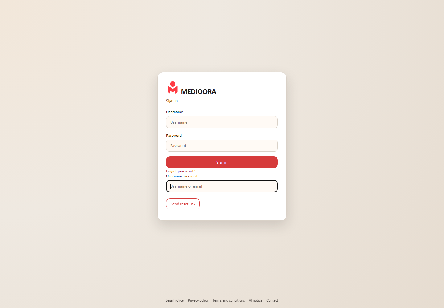 Expanded password reset panel