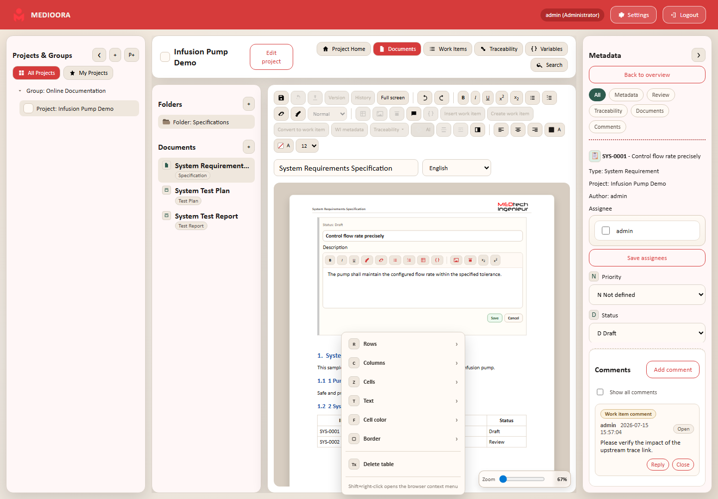 MEDIOORA: Tables, images and Draw.io