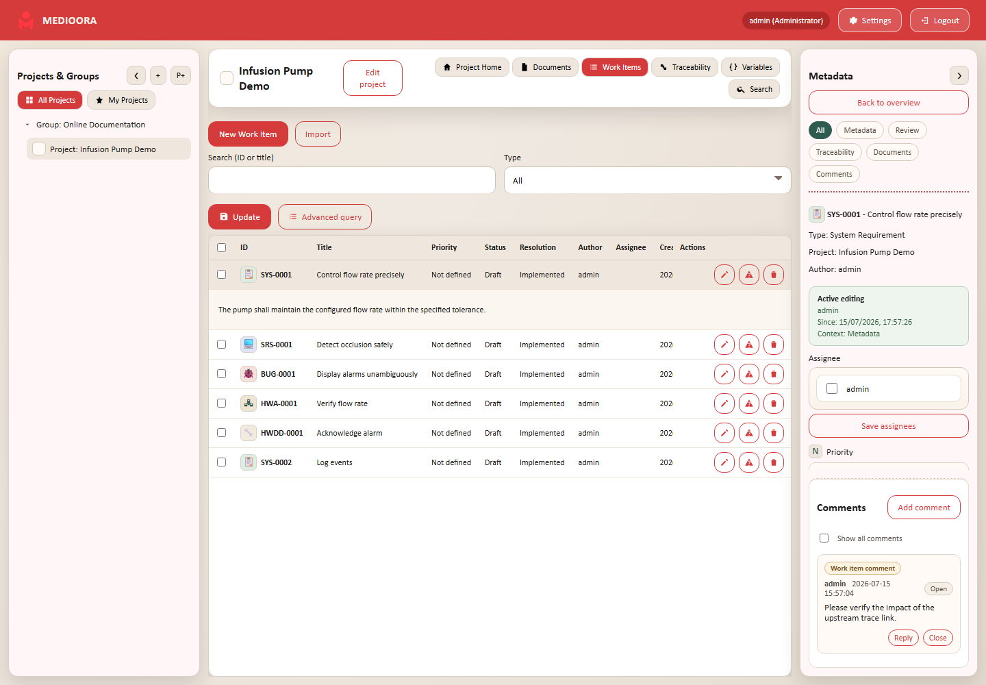 Expanded work item and metadata sidebar