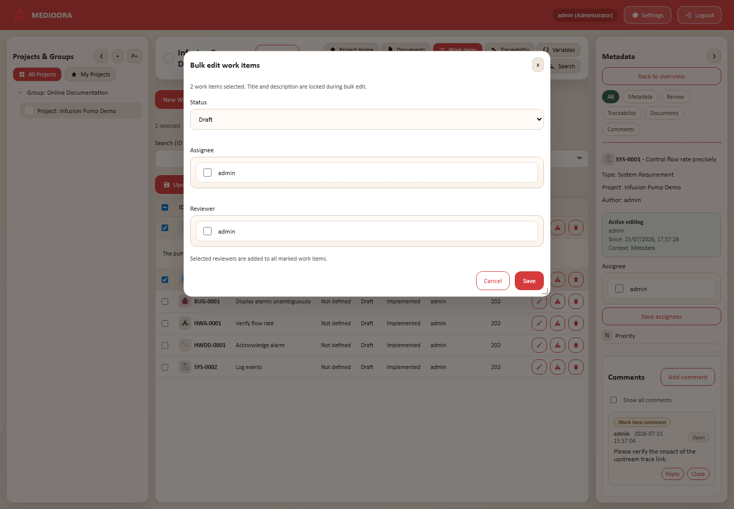 Bulk edit dialog