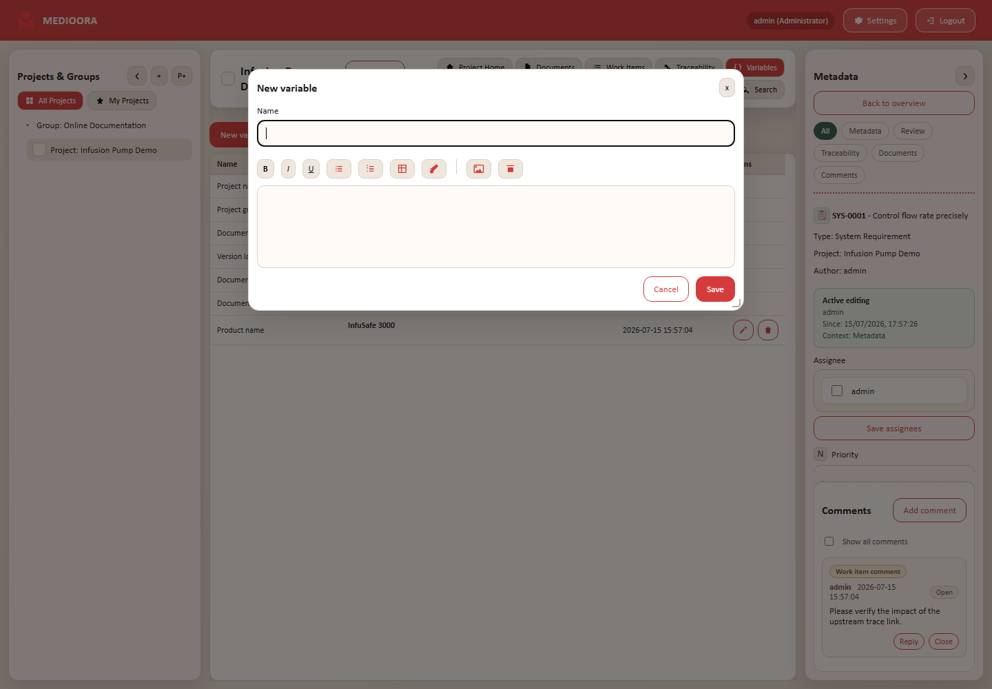Create project variable